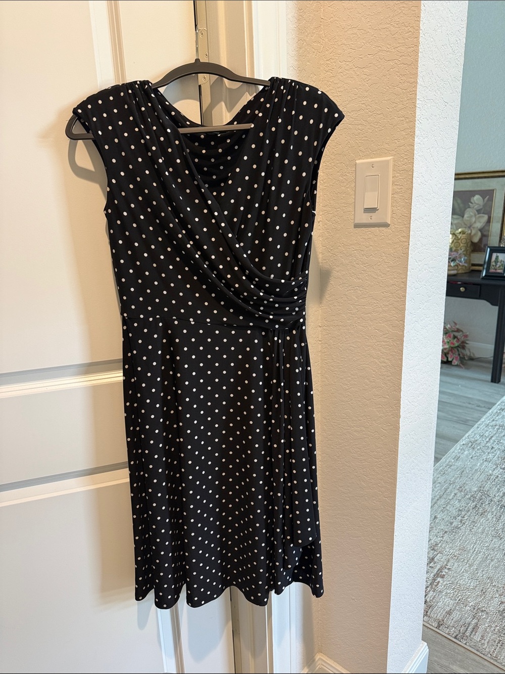 Lauren Ralph Lauren Black and White Polka Dot Midi Dress